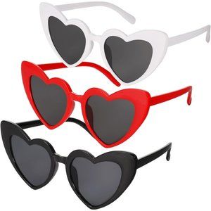 Sunglasses Women Vintage Black White Red Heart Shape Sun Glasses UV Protection
